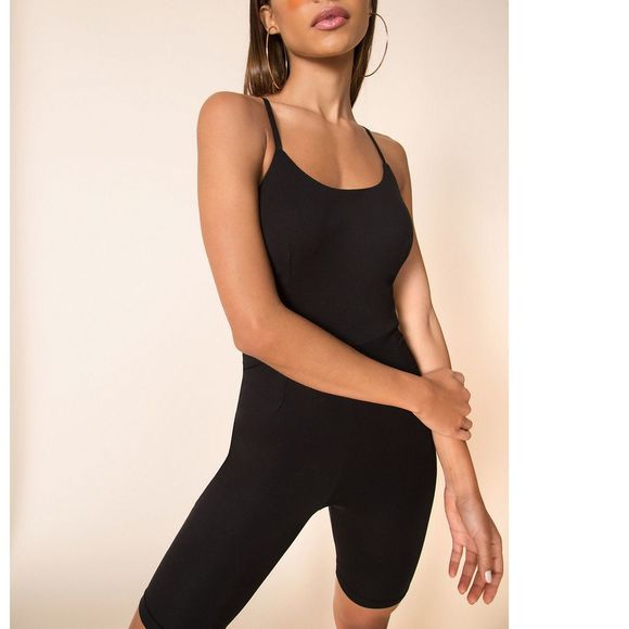 black biker short romper